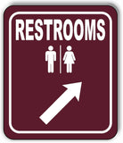 RESTROOMS DIRECTIONAL 45 DEGREES UP RIGHT ARROW CAMPING Aluminum composite sign