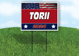 TORII FLAG RED 2024 18inx24in Yard Road Sign w/ Stand