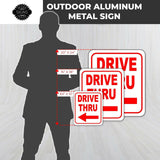 DRIVE THRU LEFT ARROW RED Metal Aluminum composite sign