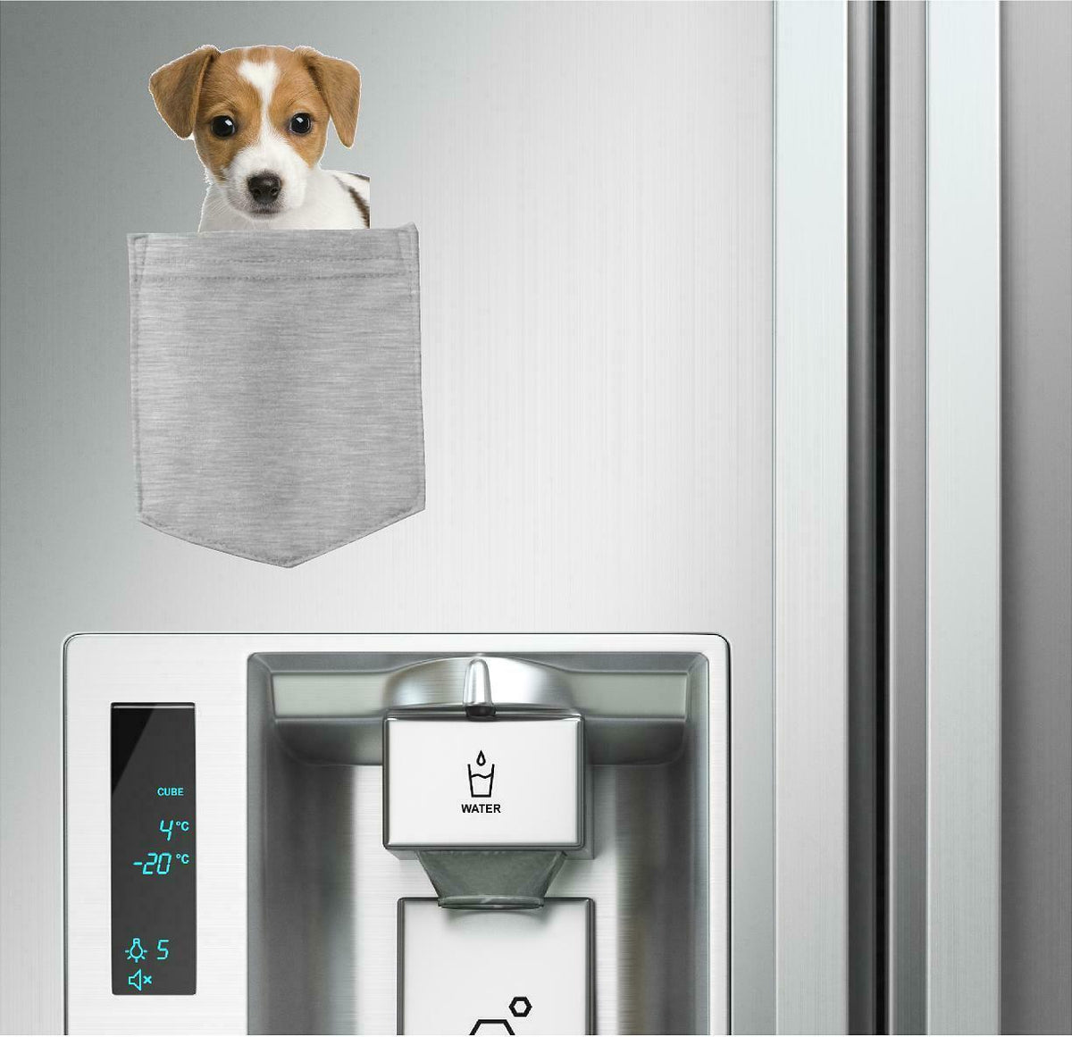 Russell Terrier Dog in pocket Fridge Car Magnet Bumper Sticker App size 4"x7"