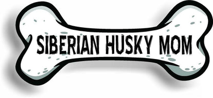 Dog Mom Siberian Husky Bone Car Magnet Bumper Sticker 3"x7"