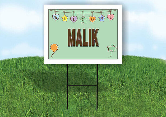 MALIK WELCOME BABY GREEN  18 in x 24 in Yard Sign Road Sign with Stand