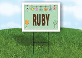 RUBY WELCOME BABY GREEN  18 in x 24 in Yard Sign Road Sign with Stand