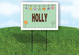 HOLLY WELCOME BABY GREEN  18 in x 24 in Yard Sign Road Sign with Stand