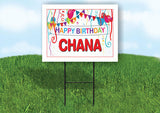 CHANA HAPPY BIRTHDAY BALLOONS 18 in x 24 in Yard Sign Road Sign with Stand