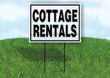 COTTAGE RENTALS BLUE BROWN Yard Sign with Stand LAWN SIGN