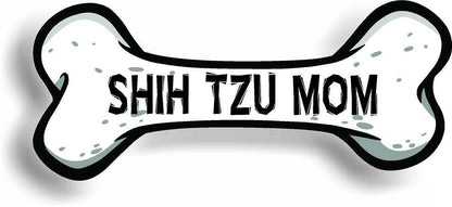 Dog Mom Shih Tzu Bone Car Magnet Bumper Sticker 3"x7"