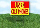 USED CELL PHONES RED YELLOW Plastic Yard Sign ROAD SIGN with Stand