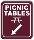 PICNIC TABLES DIRECTIONAL 45 DEGREES DOWN LEFT ARROW Aluminum composite sign