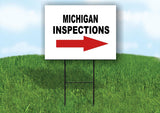 INSPECTIONS RIGHT ARROW RED_ MICHIGAN Yard Sign with Stand LAWN SIGN