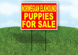 Norwegian Elkhound PUPPIES FOR SALE YELLOW Yard Sign Road with Stand LAWN SIGN