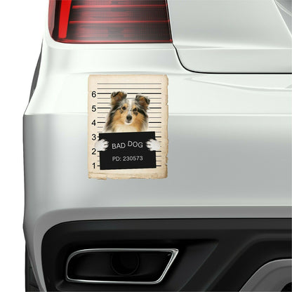 Shetland Sheepdog Mugshot Bad Dog Fridge refrigerator Car Magnet