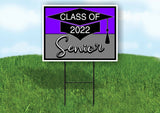 CLASS 2022 SENIOR PURPLE SILVER Yard Sign with Stand LAWN SIGN