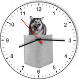 Alaskan Malamute In Your Pocket Cute Puppy Dog kitchen living room Wall Clock