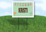 KRISTI WELCOME BABY GREEN  18 in x 24 in Yard Sign Road Sign with Stand