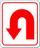 U-Turn left arrow RED metal Aluminum composite outdoor sign