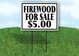FIREWOOD FOR SALE $5 BLACK BORDER Yard Sign with Stand LAWN SIGN