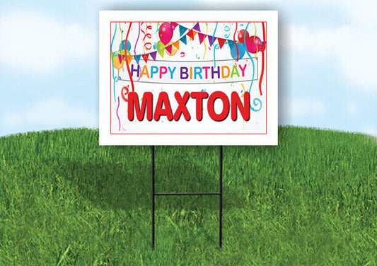 MAXTON HAPPY BIRTHDAY BALLOONS 18 in x 24 in Yard Sign Road Sign with Stand
