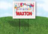MAXTON HAPPY BIRTHDAY BALLOONS 18 in x 24 in Yard Sign Road Sign with Stand