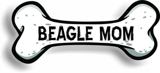 Dog Mom Beagle Bone Car Magnet Bumper Sticker 3"x7"