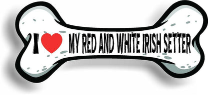 I Love My Red and White Irish Setter Car Magnet Bumper Sticker 3"x7"