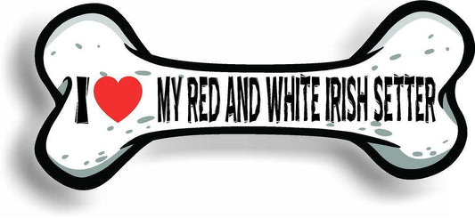 I Love My Red and White Irish Setter Car Magnet Bumper Sticker 3"x7"