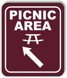 PICNIC AREA DIRECTIONAL 45 DEGREES UP LEFT ARROW CAMPING Aluminum composite sign