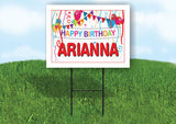 ARIANNA HAPPY BIRTHDAY BALLOONS 18 in x 24 in Yard Sign Road Sign with Stand