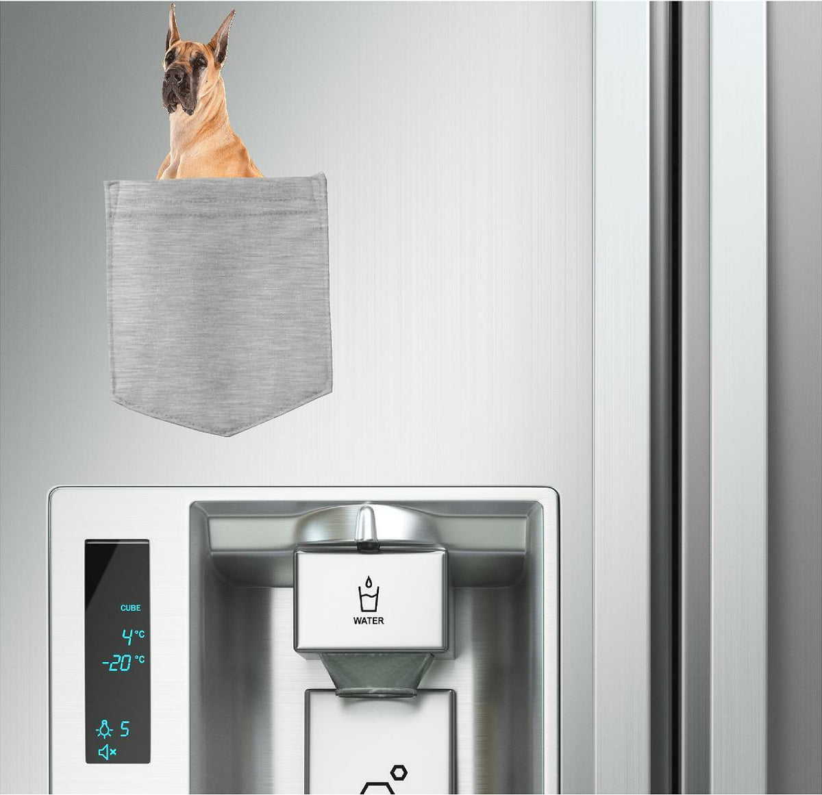 Great Dane Dog in pocket Fridge Car Magnet Bumper Sticker App size 4"x7"