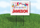 JAMESON HAPPY BIRTHDAY BALLOONS 18 in x 24 in Yard Sign Road Sign with Stand