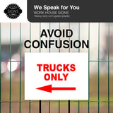 TRUCK PARKING ONLY LEFT arrow red Yard Sign with Stand LAWN SIGN