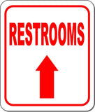 RESTROOMS DIRECTIONAL RED 8 Arrow Variations Metal Aluminum composite sign