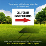 INSPECTIONS RIGHT ARROW RED_ CALIFORNIA Yard Sign with Stand LAWN SIGN
