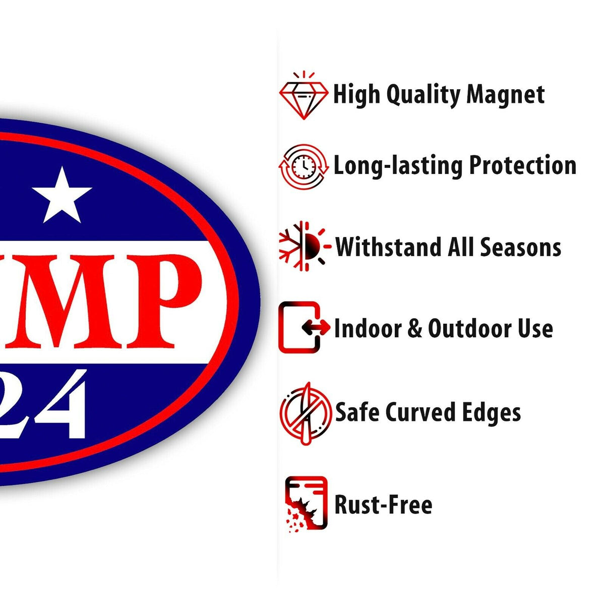 TRUMP car magnet Donald Trump President 2024 Magnetic Bumper Sticker 5.5"x3.5"