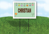 CHRISTIAN WELCOME BABY GREEN  18 in x 24 in Yard Sign Road Sign with Stand