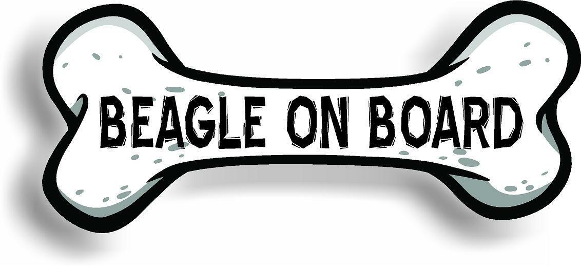 Dog on Board Beagle Bone Car Magnet Bumper Sticker 3"x7"