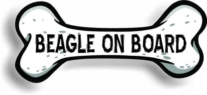 Dog on Board Beagle Bone Car Magnet Bumper Sticker 3"x7"