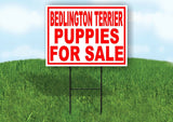 Bedlington Terrier PUPPIES FOR SALE RED Yard Sign Road with Stand LAWN SIGN