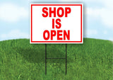 SHOP IS OPEN RED Yard Sign Road with Stand LAWN SIGN