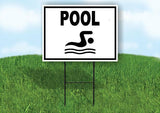 POOL WITH BORDER Yard Sign with Stand LAWN SIGN
