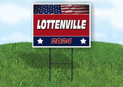 LOTTENVILLE FLAG RED 2024 18inx24in Yard Road Sign w/ Stand