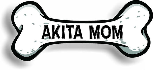 Dog Mom Akita Bone Car Magnet Bumper Sticker 3"x7"