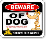 BEWARE OF DOG NOT RESPONSIBLE FOR INJURY OR DEATH FARM Aluminum composite sign