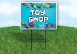 TOY SHOP BLUE BACKGROUND Yard Sign Road with Stand LAWN SIGN