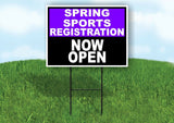 SPORTS REGISTRATION PURPLE BLACK SPRING Yard Sign with Stand LAWN SIGN