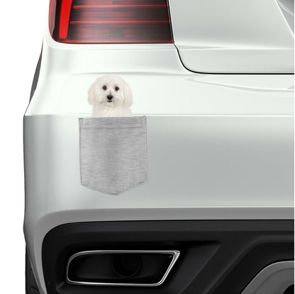 Bichon Frises Dog in pocket Fridge Car Magnet Bumper Sticker App size 4"x7"