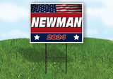 NEWMAN FLAG RED 2024 18inx24in Yard Road Sign w/ Stand