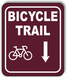 BICYCLE TRAIL DIRECTIONAL DOWNWARD ARROW CAMPING Metal Aluminum composite sign