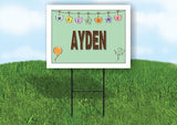 AYDEN WELCOME BABY GREEN  18 in x 24 in Yard Sign Road Sign with Stand