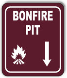 BONFIRE PIT DIRECTIONAL ARROW TRAIL 8 Variations Metal Aluminum composite sign